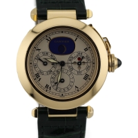 Cartier Pasha 18k / 750 Gelbgold Ewiger Kalender Perpetual Herrenuhr Ref.: 30003 mit Box