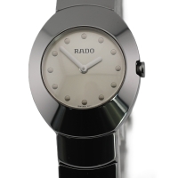 RADO Ovation Keramik / Titan 24mm Silber Quarz Damenuhr Neuwertig FULL SET 2006