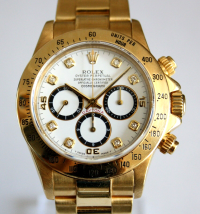 Rolex Daytona 18k / 750 Gelbgold Zenith 16528 Weißes Brillantblatt Inverted Six