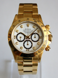 Rolex Daytona 18k / 750 Gelbgold Zenith 16528 Weißes Brillantblatt Inverted Six