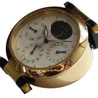 Cartier Tischuhr "Pasha" Desk Clock mit Kalender GMT Mondphase Ref. 8913 Rarität