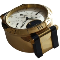 Cartier Tischuhr "Pasha" Desk Clock mit Kalender GMT Mondphase Ref. 8913 Rarität