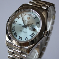 Rolex Day-Date II in Platin Eisblau Römisch 218206 Herrenuhr 2013 LC100 FULLSET
