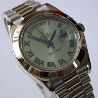 Rolex Day-Date II in Platin Eisblau Römisch 218206 Herrenuhr 2013 LC100 FULLSET