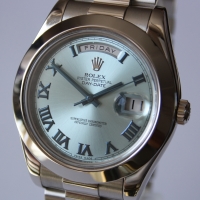 Rolex Day-Date II in Platin Eisblau Römisch 218206 Herrenuhr 2013 LC100 FULLSET