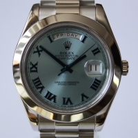Rolex Day-Date II in Platin Eisblau Römisch 218206 Herrenuhr 2013 LC100 FULLSET