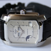 Glashütte Original Senator Karrée Ewiger Kalender Stahl Herrenuhr NOS FULLSET