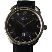 HERMÉS Arceau AR7Q.810 Quarz Edelstahl Leder Herrenuhr FULLSET UNGETRAGEN