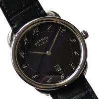 HERMÉS Arceau AR7Q.810 Quarz Edelstahl Leder Herrenuhr FULLSET UNGETRAGEN