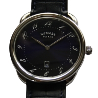HERMÉS Arceau AR7Q.810 Quarz Edelstahl Leder Herrenuhr FULLSET UNGETRAGEN