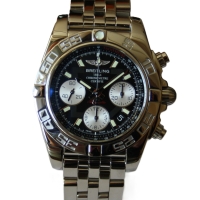 Breitling Chronomat 41 Edelstahl Schwarz Pilotarmband AB014012/BA52 Box
