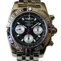 Breitling Chronomat 41 Edelstahl Schwarz Pilotarmband AB014012/BA52 Box
