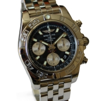 Breitling Chronomat 41 Edelstahl Schwarz Pilotarmband AB014012/BA52 Box