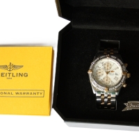Breitling Crosswind Stainless Steel / Gold 76 Brillanten Pilot Bracelet B13355 B&P