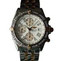 Breitling Crosswind Stainless Steel / Gold 76 Brillanten Pilot Bracelet B13355 B&P