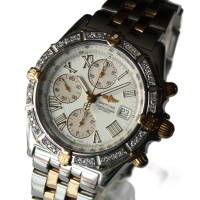 Breitling Crosswind Stainless Steel / Gold 76 Brillanten Pilot Bracelet B13355 B&P