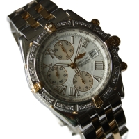 Breitling Crosswind Stainless Steel / Gold 76 Brillanten Pilot Bracelet B13355 B&P