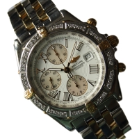 Breitling Crosswind Stainless Steel / Gold 76 Brillanten Pilot Bracelet B13355 B&P