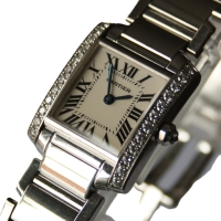 Cartier Tank Francaise 18k / 750 White Gold 25 Diamonds Ref.: 2403 Box