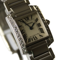Cartier Tank Francaise 18k / 750 White Gold 25 Diamonds Ref.: 2403 Box