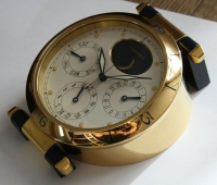 Cartier Tischuhr "Pasha" Desk Clock mit Kalender GMT Mondphase Ref. 8913 Rarität